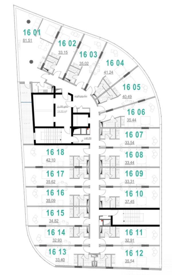План этажа 16, Блок А