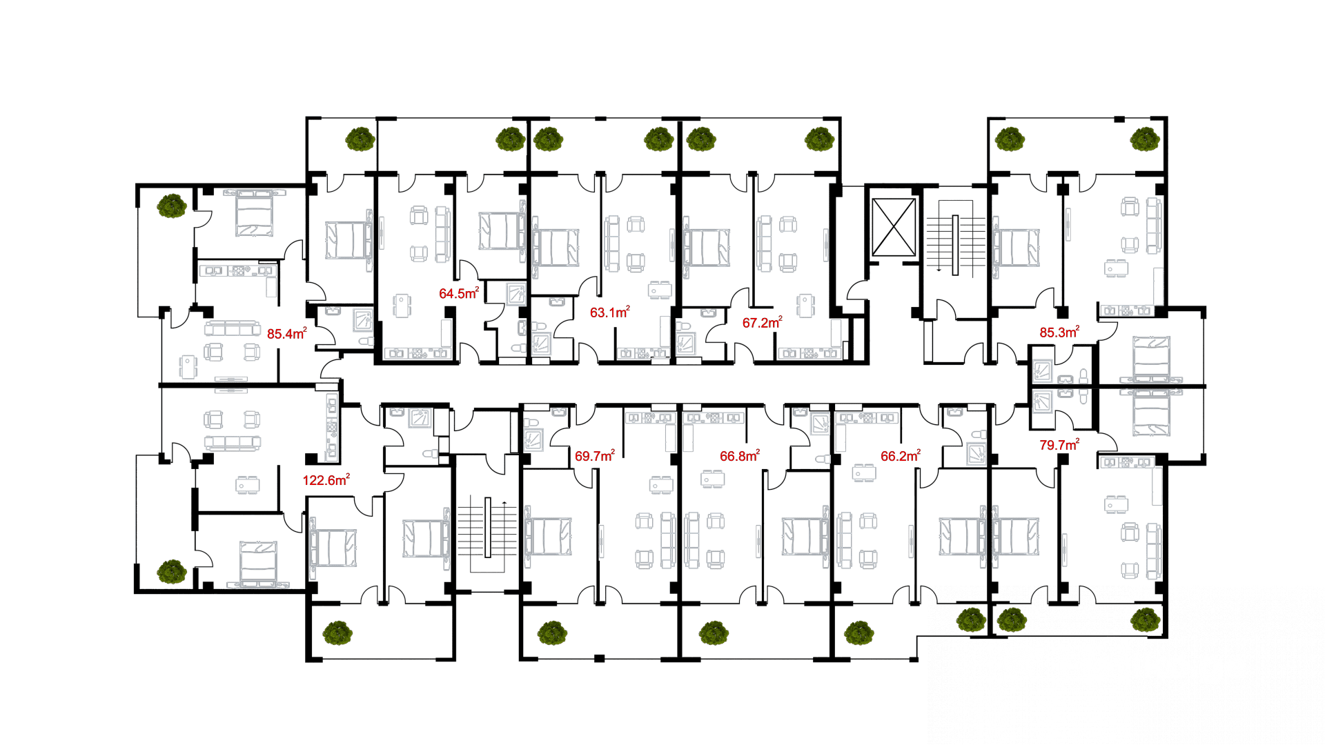 Floor Plan 1-8, Block D