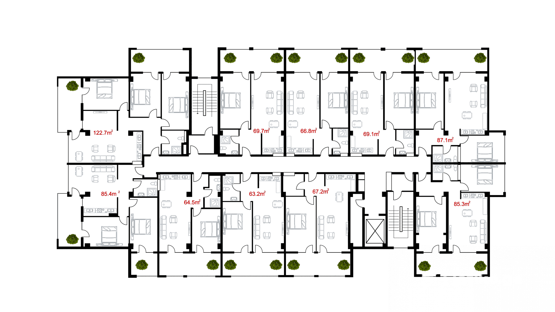 Floor Plan 1-8, Block G